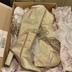 Jessica Simpson boots champagne simmer sand with fringe 8.5